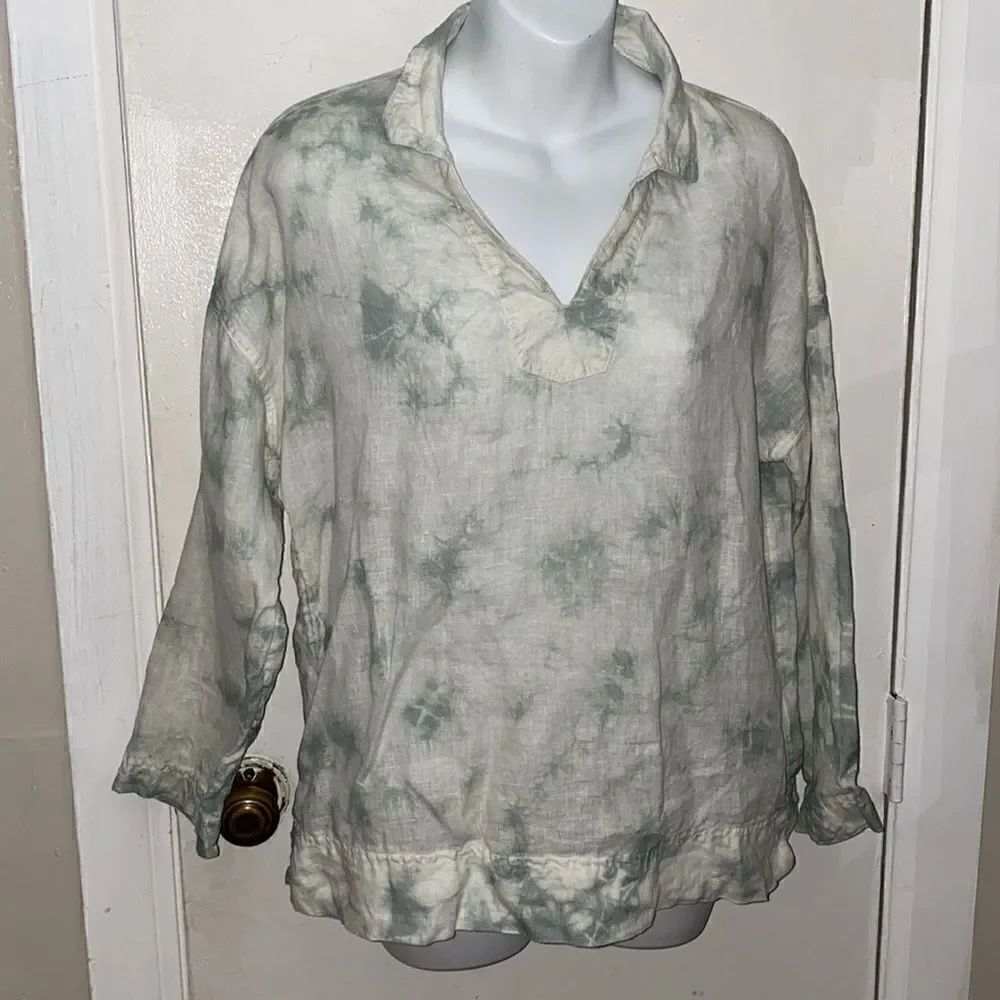 RACHEL ZOE 100% Linen Long Sleeve Blouse-L